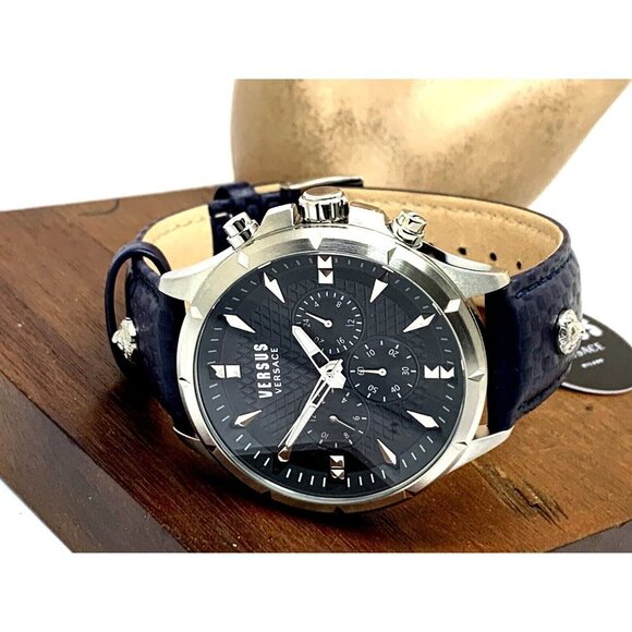 Versus by Versace Men's VSPBH7121 Quartz Blue Gray Dial Silver Leather B… - Picture 9 of 14